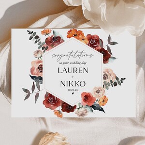 Personalized Fall Wedding Day Card, Congrats Autumn Wedding Day Card, Wedding Day Card to Bride and Groom, Congratulations Wedding Card