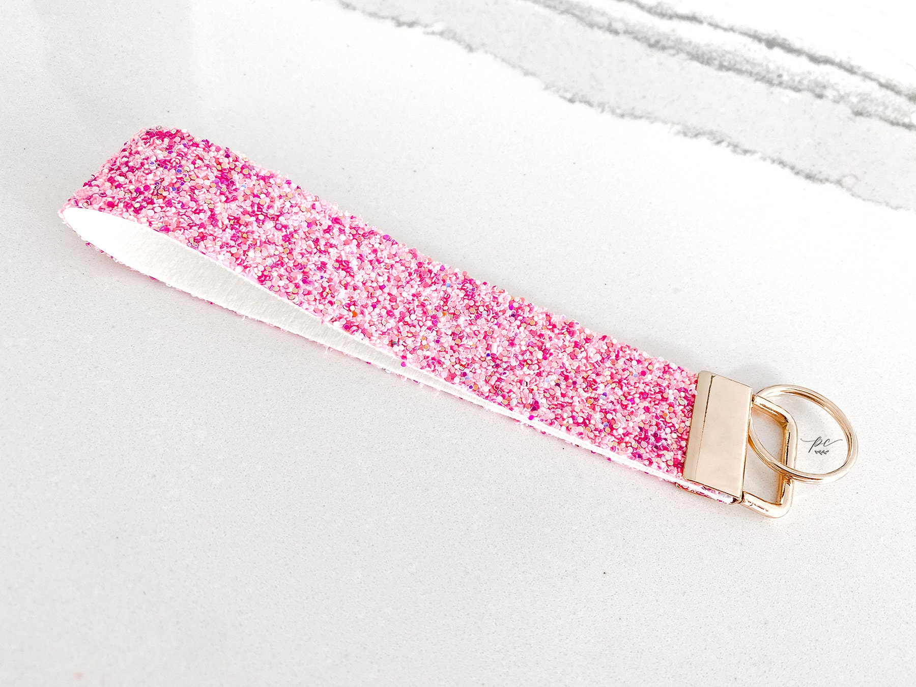 Glitter Keychain Keychain Wristlet Faux Leather Wristlet Etsy
