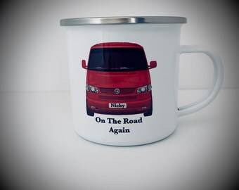 T4 personalised enamel camping mug, vw