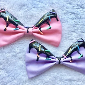 Pastel Goth Black Icing Bow with Rainbow Sprinkles