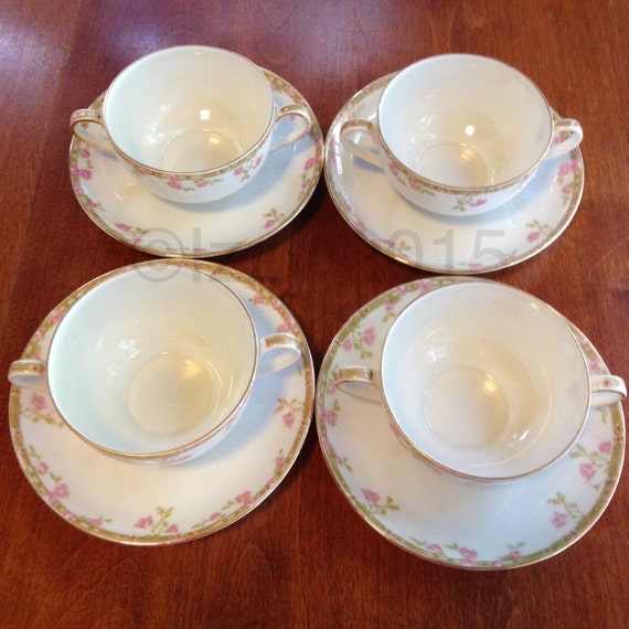 Antique 4 Bouillon or Consommé Cups and 4 Saucers / Royal Etsy
