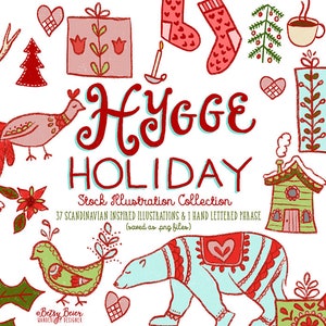 Hygge Holiday Stock Illustrations, Clip Art, Digital Download