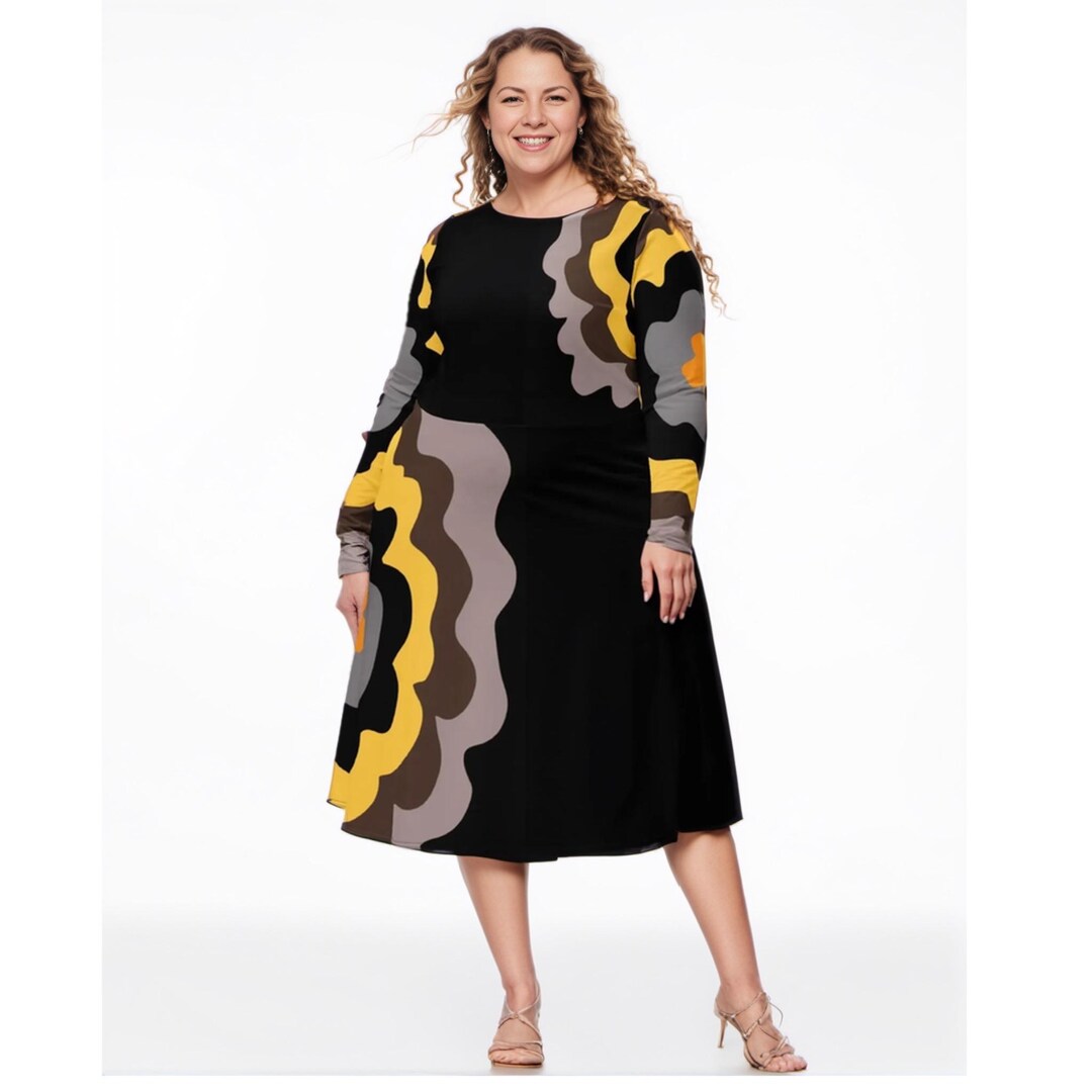 Unique Plus Size Dress: Cozy & Cute Abstract Art Design Comfortable ...