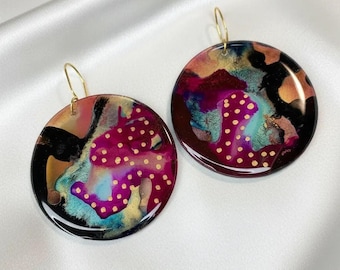 Vivid Visions: Eye-Catching Resin Earrings Nebula Dreams