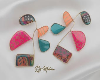 Gallery Muse” Hand-Painted Canvas Resin Statement Earrings
