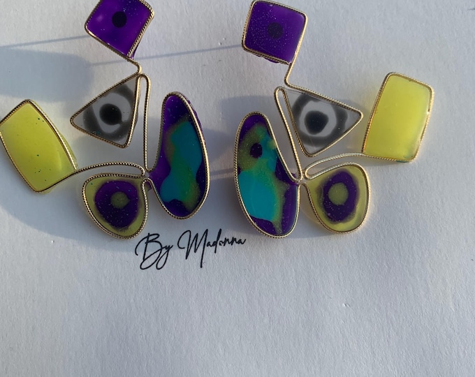 Bold Geometric Statement Earrings – Handmade Modern Art Jewelry