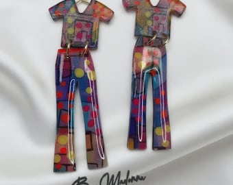 QUIRKY Earrings, Funky Dangle Earrings:  Handmade Polka Dot Outfit Jewelry