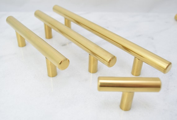 Round Brushed Gold Drawer Pulls Drawer Knobs Cabinet Pulls Etsy
