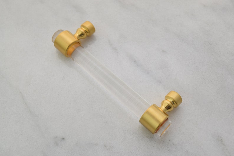 Lucite and Brushed Gold Drawer Pull Adjustable Drawer Knob Etsy