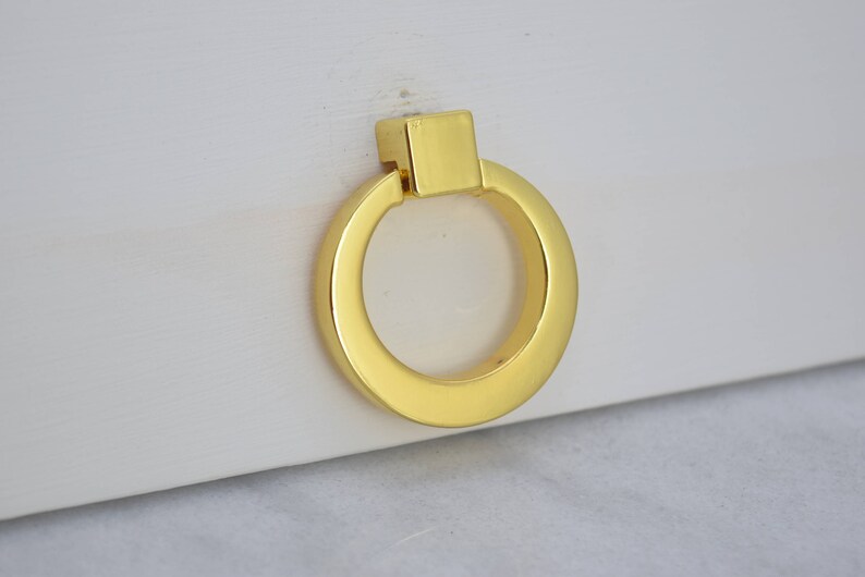 Polished Gold Ring Drawer Knobs Brass Ring Drawer Pull Etsy