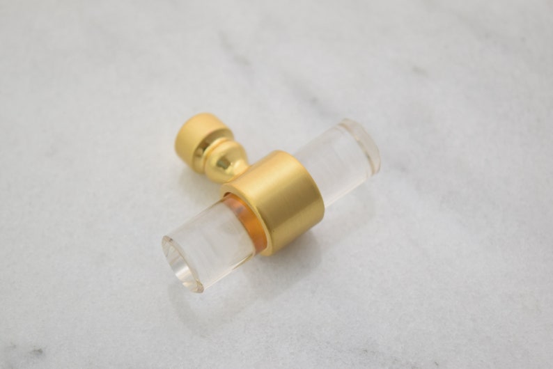 Lucite and Brushed Gold Drawer Pull Adjustable Drawer Knob Etsy