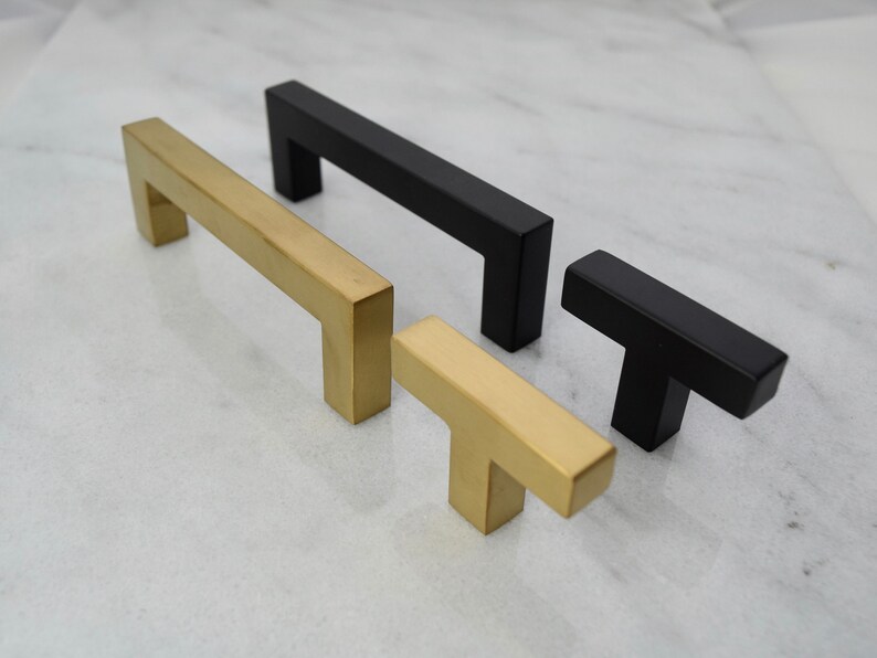 Modern Matte Black Drawer Pulls Drawer Knobs Pulls Etsy