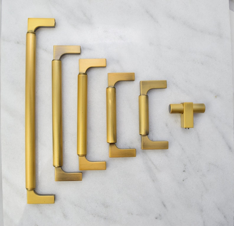 Modern Square Gold Drawer Pulls T Knob Handles Drawer Etsy