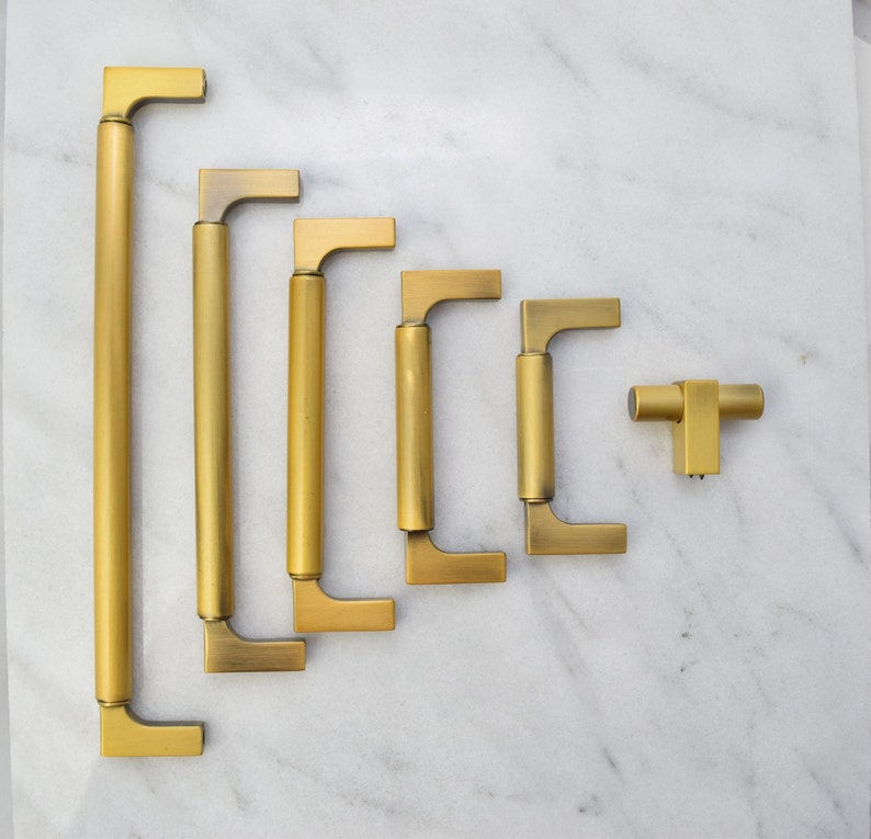 Modern Square Gold Drawer Pulls T Knob Handles Drawer Etsy