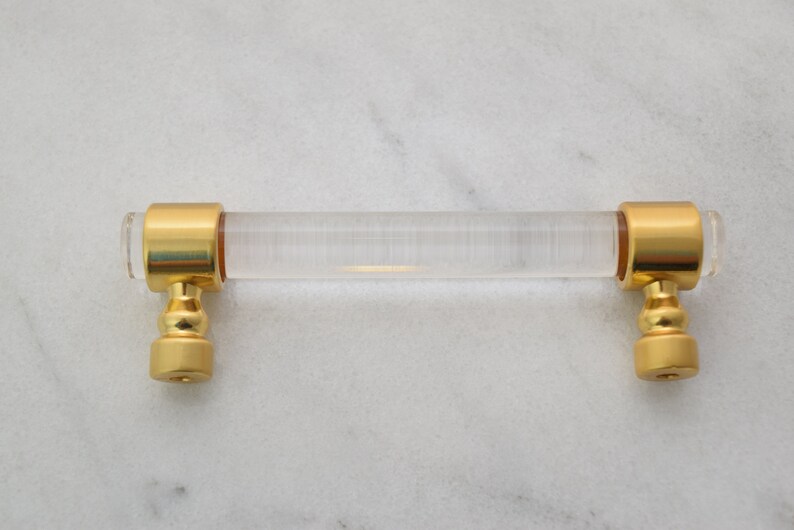 Lucite and Brushed Gold Drawer Pull Adjustable Drawer Knob Etsy