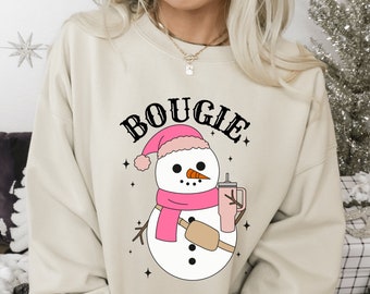 Christmas Sweatshirt for Women - Bougie Snowman Sweatshirt - Christmas Sweater - Gift for Coworker - Bougie Sweatshirt for Women