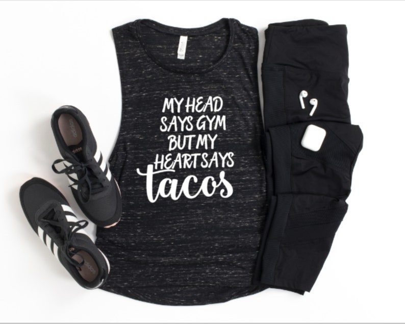 Funny Gym Tank, Gym and Tacos Workout Tanks, Funny Workout Tank Tops, Fitness Apparel, Funny Muscle Shirt, Gym Humor, Taco Shirts image 1