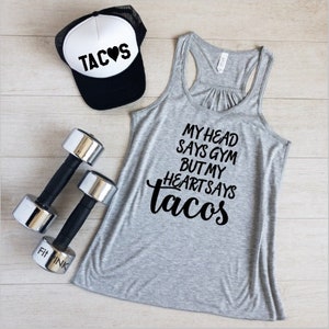 Funny Gym Tank, Gym and Tacos Workout Tanks, Funny Workout Tank Tops, Fitness Apparel, Funny Muscle Shirt, Gym Humor, Taco Shirts image 6