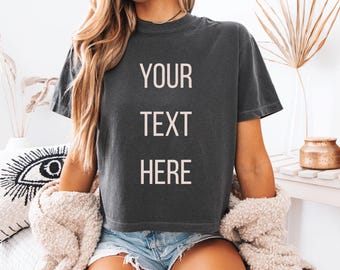 Personalized Crop Top Shirts - Personalized Text - Crop Tops - Create Your Own Workout Crop Tee - Custom Graphic Boxy Crop Top for Women