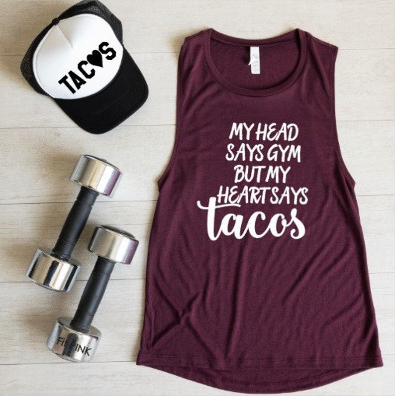 Funny Gym Tank, Gym and Tacos Workout Tanks, Funny Workout Tank Tops, Fitness Apparel, Funny Muscle Shirt, Gym Humor, Taco Shirts image 5