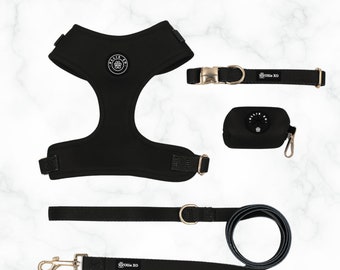 Black and Gold Adjustable Dog Harness Luxury Dog Harness Noir Luxe