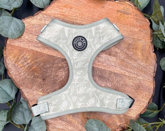 Boho Dog Harness Botanical Sage Green Adjustable Dog Harness