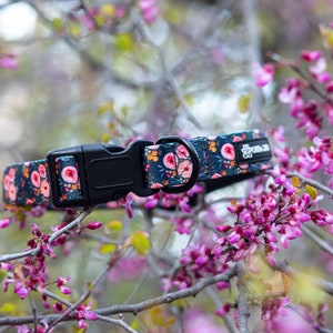 Cute Adjustable Floral Dog Collar Pink Flowers Girl Dog