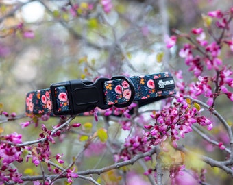 Lindo collar floral ajustable para perro con flores rosas para niña