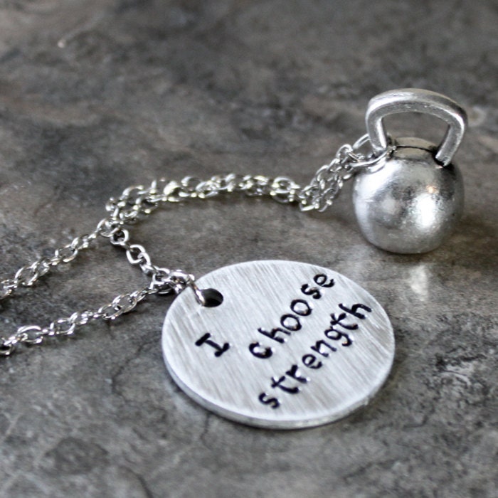 I Choose Strength Kettlebell Jewelry Kettlebell Necklace Girls Etsy