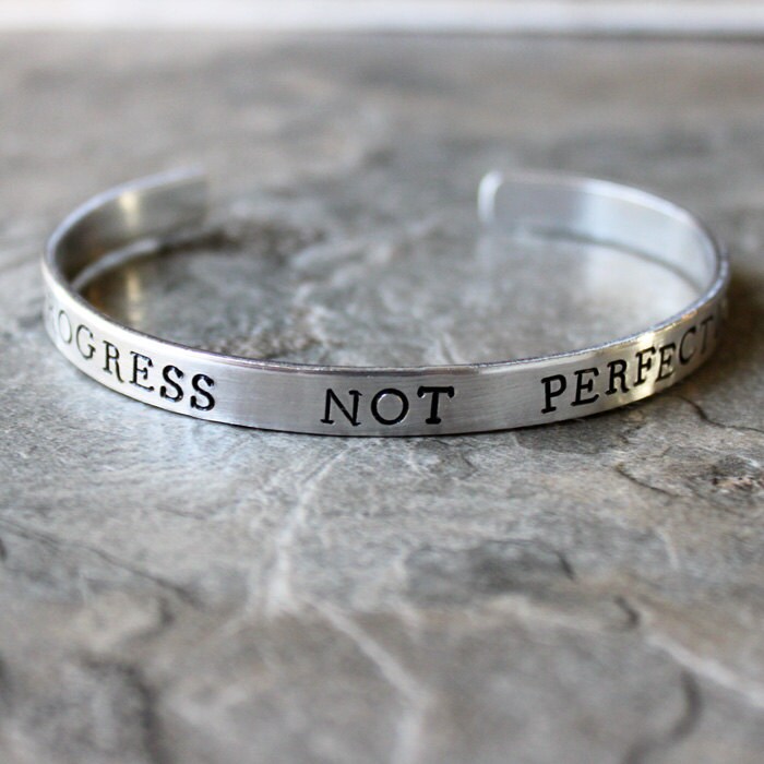 Progress Not Perfection Bracelet Motivational Fitspo Jewelry - Etsy