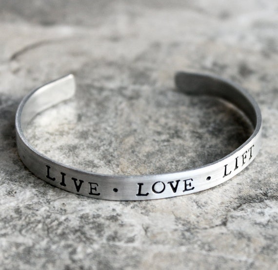 STRONG Love To Lift ~ Handstamped Bracelet ~ Motivational Fitness Jewelry
