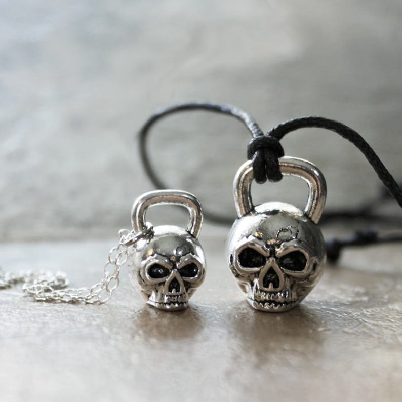 Skull Kettlebell Necklace His and Hers Fitness Jewelry Etsy