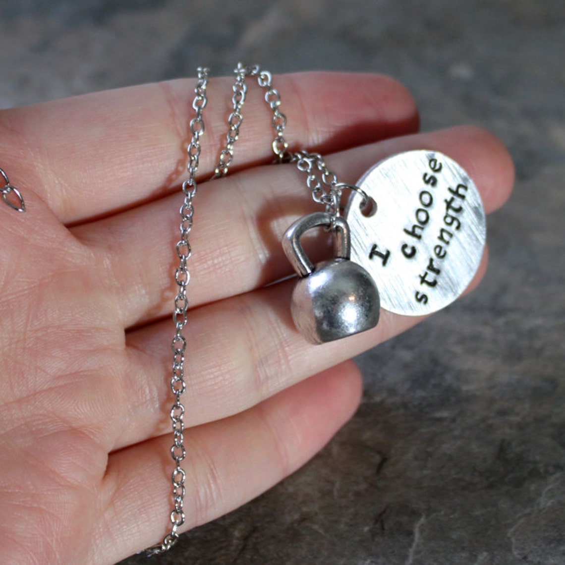 I Choose Strength Kettlebell Jewelry Kettlebell Necklace Girls Etsy
