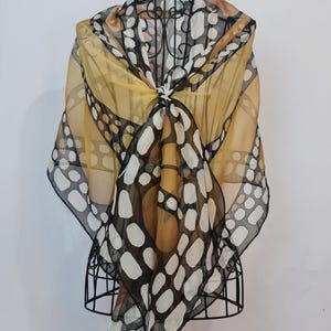 Brown latte  BUTTERFLY Hand painted silk scarf  butterfly wings scarf - butterfly scarves- wings scarf