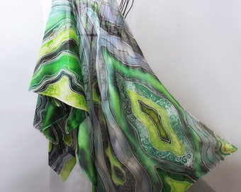 Hand painted silk scarf Geodes