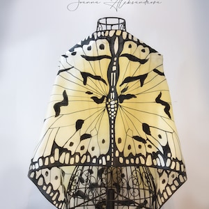 Handbemalter Seidenschal - Alba Schmetterling Flügel- Schmetterling Schals- Flügelschal