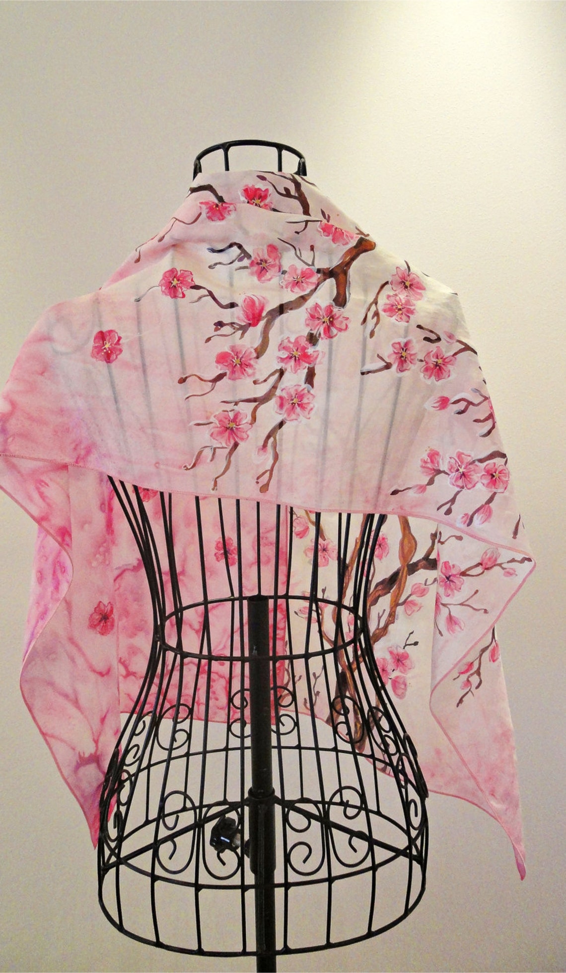 Hand Painted Silk Scarf: Sakura Cherry Blossom Design - Etsy