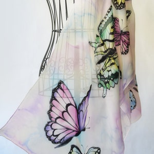 Hand painted silk scarf Lovely butterflies image 4