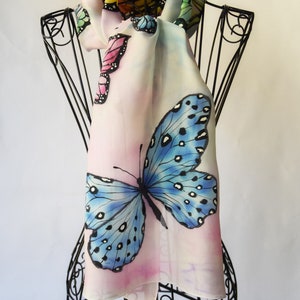 Hand painted silk scarf Lovely butterflies image 7