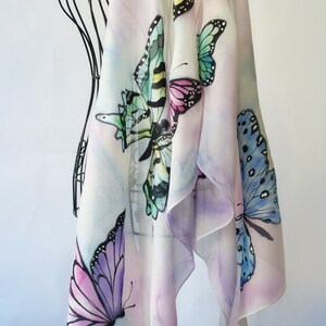 Hand painted silk scarf Lovely butterflies image 5
