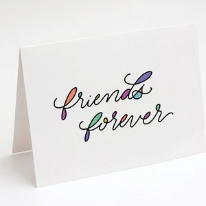 Friends Forever Hand Letters, Kleurrijke Vriendkaart, Last Minute Vriendkaart, Afdrukbare Vriendkaart
