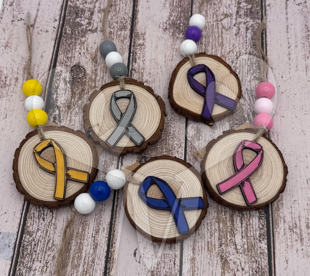 Rustic Cancer Ribbon Images Cancer Ribbon Wood Slice Ornament - Etsy