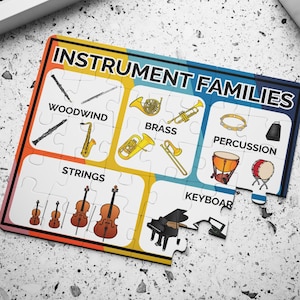 Instrument Families Jigsaw Puzzle for Kids – Elementary Music Centers, Orchestral Instruments Puzzle, Music Education Game