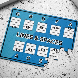 Bass Clef Puzzle Music Game – Learn Lines and Spaces – Elementary Music Center Activity – Kids Music Theory Jigsaw – Classroom Fun