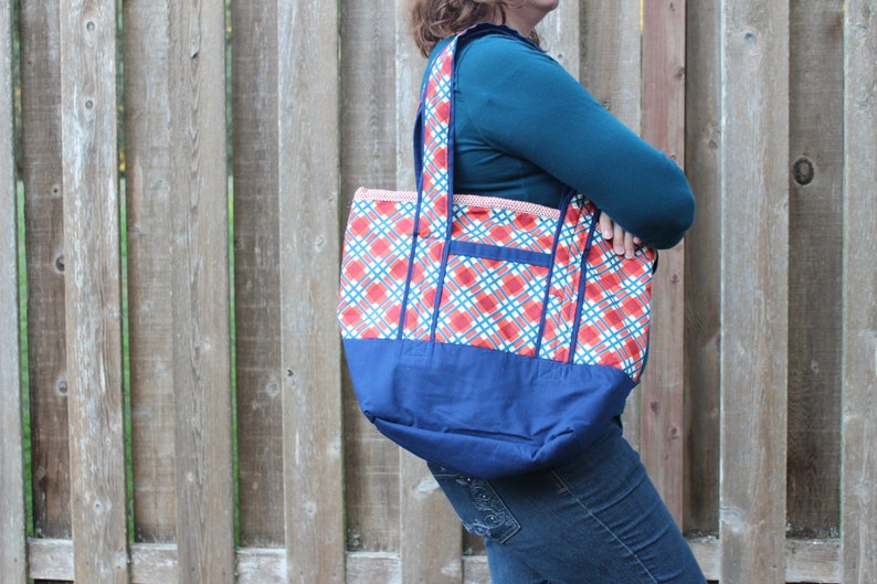 OrangeBlue Plaid Tote