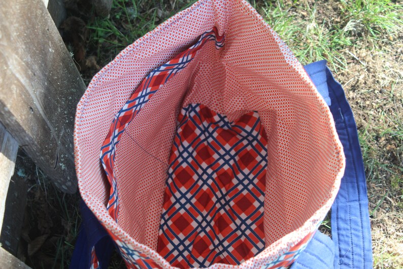 OrangeBlue Plaid Tote