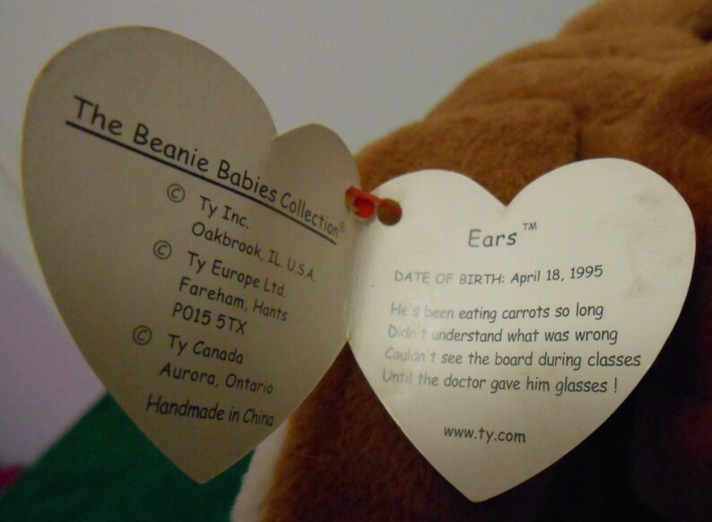 Vintage TY Retired Beanie Baby Rabbit Named Ears