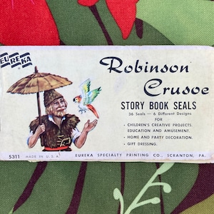 Vintage Eureka Robinson Crusoe Story Book Seals - Made in USA 1954