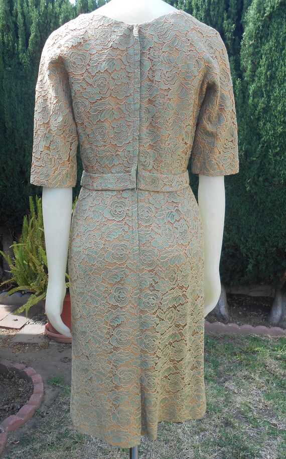 Vintage 1950s Henry Lee Size 12 Green Lace over C… - image 6