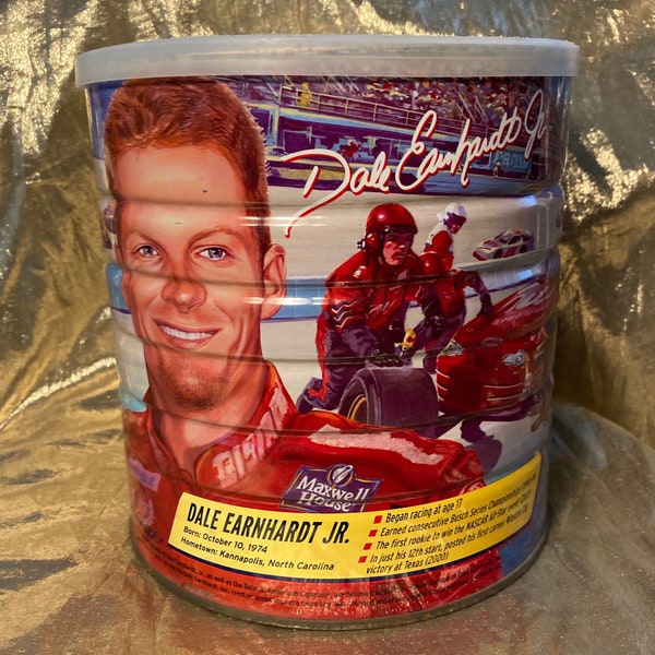 Vintage NASCAR #8 Dale Earnhardt Jr. Limited Edition Maxwell House Coffee Can Master Blend  with lid